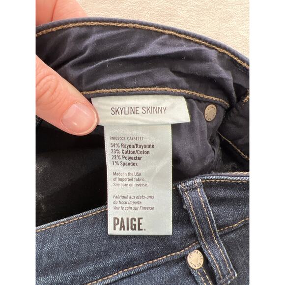 Paige Skyline Skinny Denim Jeans Mona Dark Wash Mid Rise Capsule Everyday Ladies - Picture 5 of 8